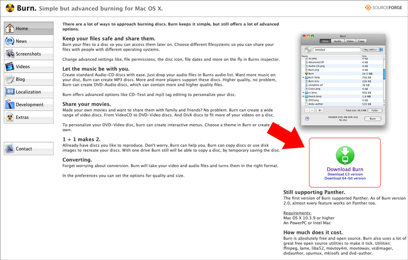 Mac DVD焼くソフト:Burn